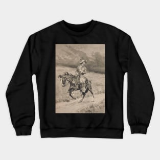 Cowboy On A Horse - Vintage Western American Art Crewneck Sweatshirt